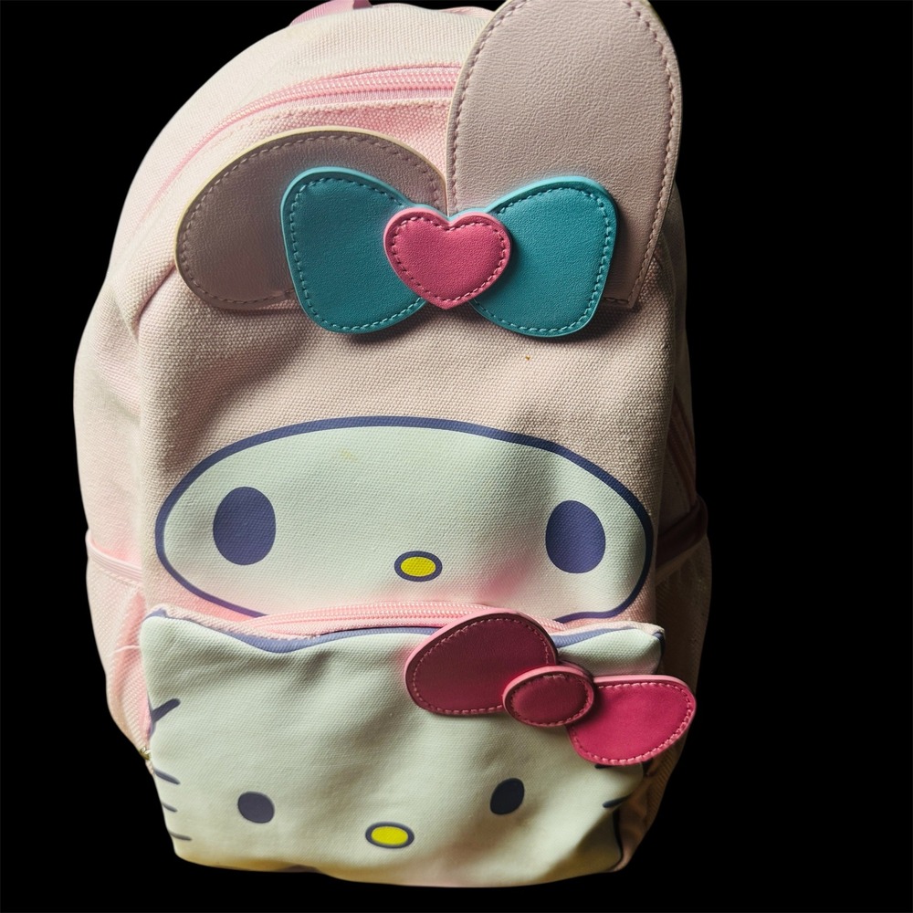 Sanrio My Melody Hello Kitty Pink Canvas Backpack 2024 Kawaii Kids School Bag
